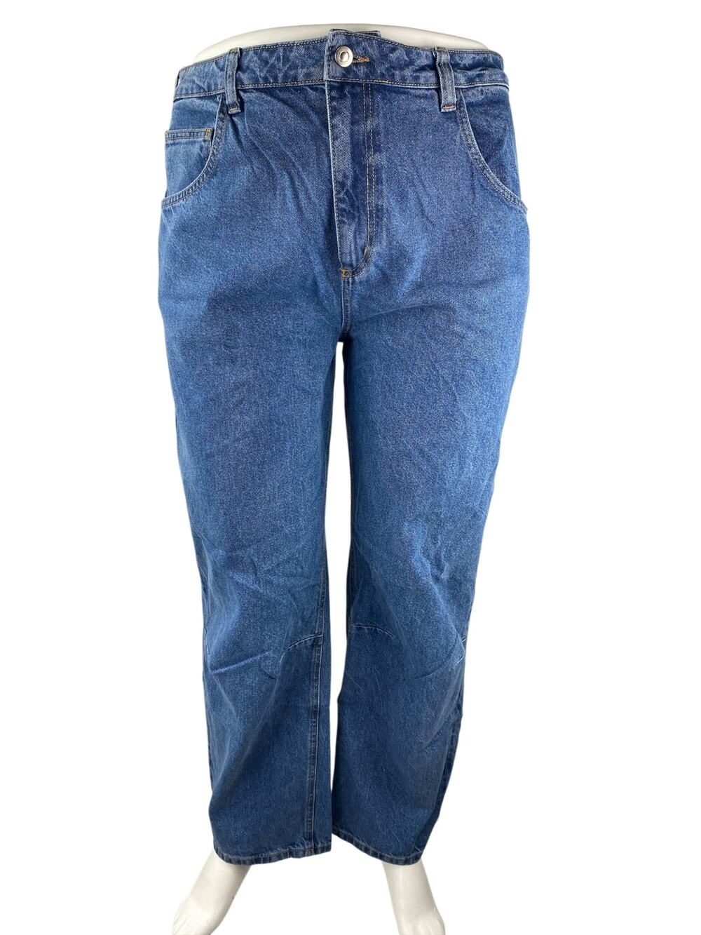 ASOS Women's Blue High Waisted Medium Wash Straight Leg Denim Jeans Size 14